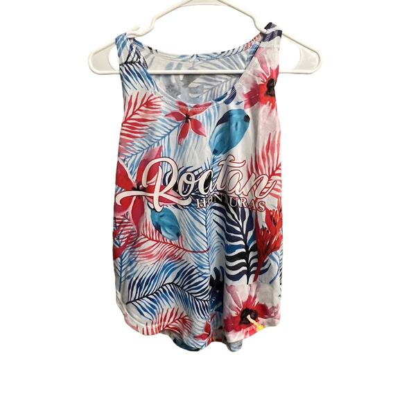 Roatan Honduras Tropical Print Palm Tree Tank Size Medium - Picture 8 of 10